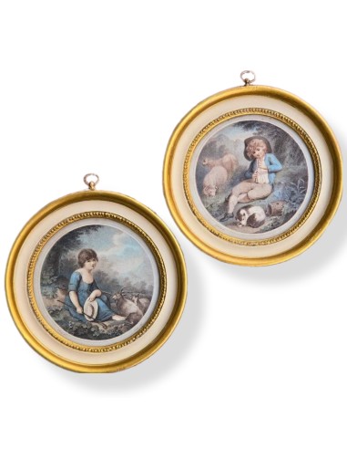 COPPIA PASTORELLI TONDI PANNA E ORO