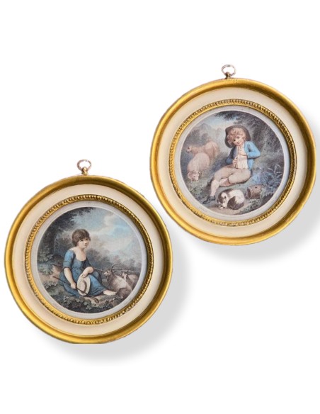 COPPIA PASTORELLI TONDI PANNA E ORO