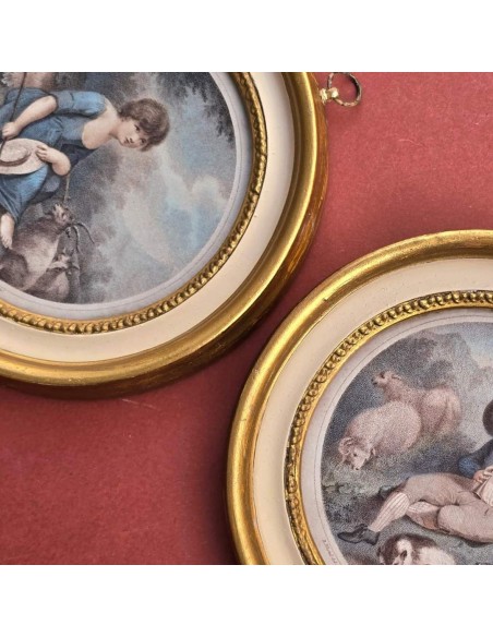 COPPIA PASTORELLI TONDI PANNA E ORO