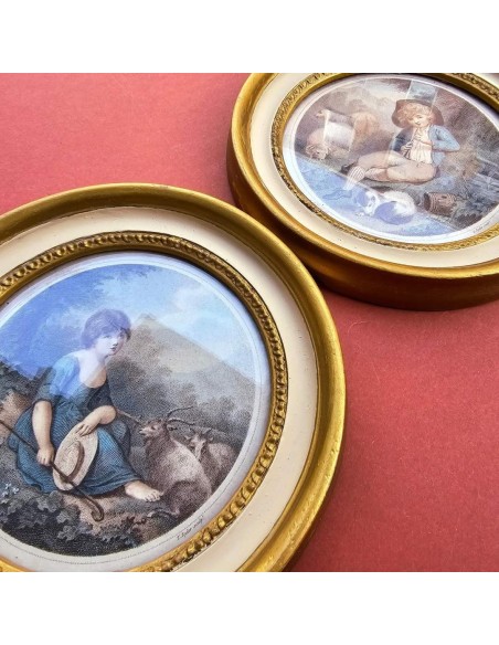 COPPIA PASTORELLI TONDI PANNA E ORO
