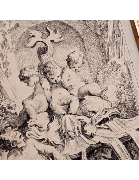 FONTANA CON PUTTI, DELFINI E TRITONE