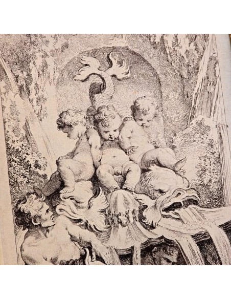 FONTANA CON PUTTI, DELFINI E TRITONE