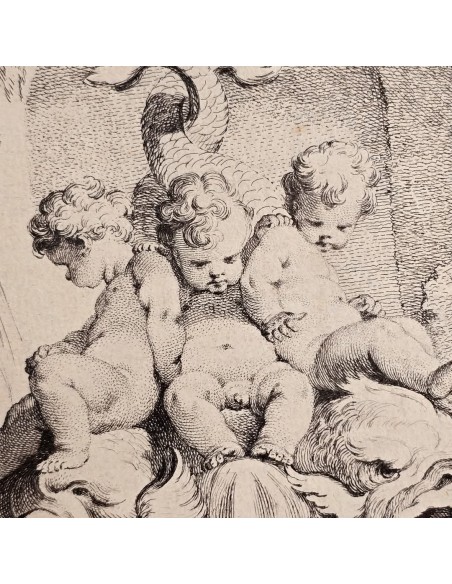 FONTANA CON PUTTI, DELFINI E TRITONE