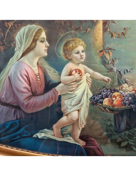 SACRA FAMIGLIA CON CESTO DI FRUTTA